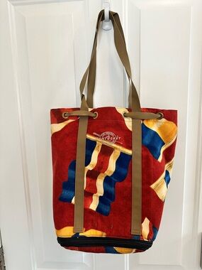 Nantucket Nautical Flag multi-Colored Pattern Vintage Canvas Tote / Backpack